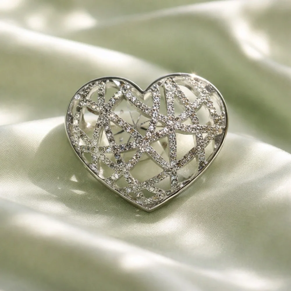 Napier Silver Tone Open Heart Shaped Pin/Brooch